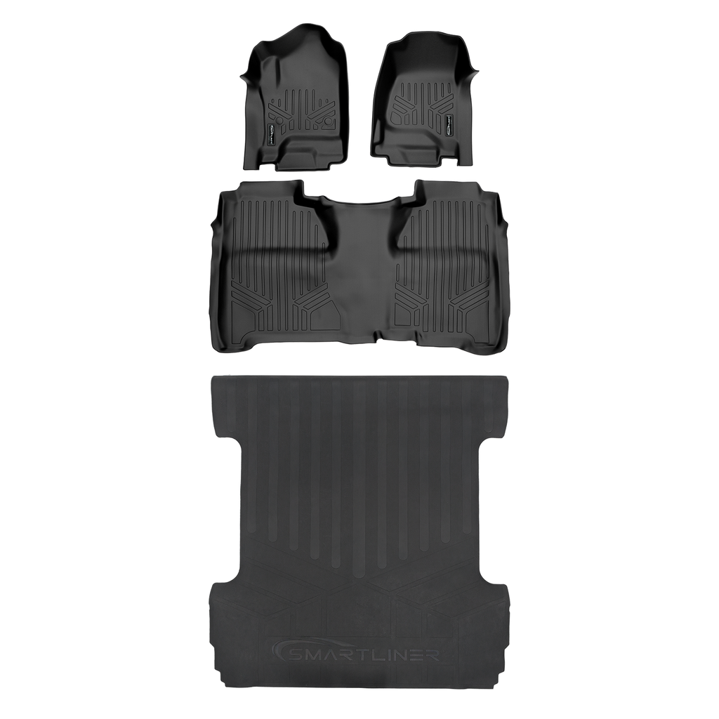 SMARTLINER SA0136/B0136/J0136 2 Row Floor Liners & Rubber Truck Bed Mats    Black