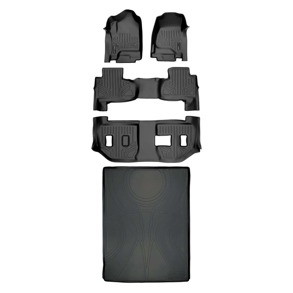 SMARTLINER SA0136/B0221/C0166/D0159 3 Row Floor Liners & Cargo Liner behind the 2nd Row Seats 2015-2020 Chevrolet Suburban (With Bench Seats)2015-2020 GMC Yukon XL (With Bench Seats) Black