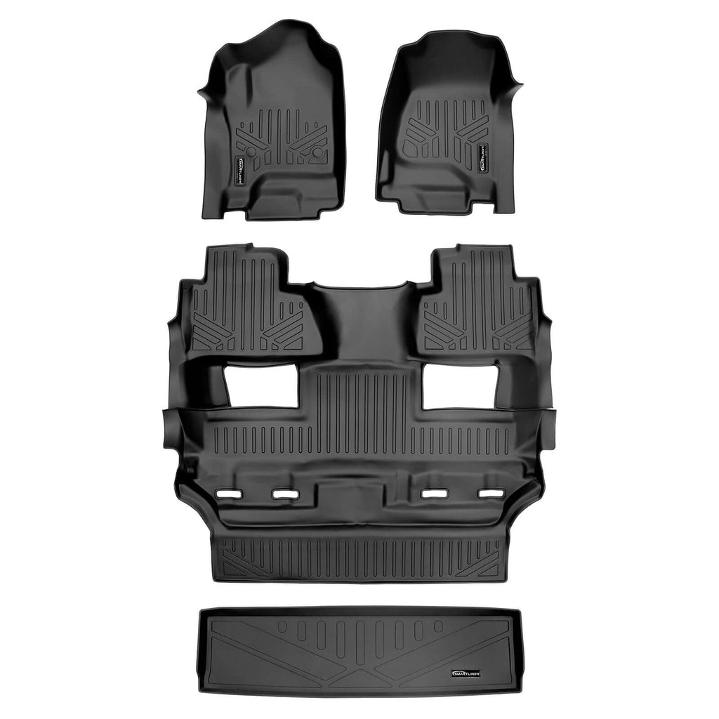SMARTLINER SA0136/B0444/E0153 2 Row Floor Liners & Cargo Liner behind the 3rd Row Seats 2015 Chevrolet Tahoe2015 GMC Yukon Black