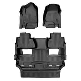 SMARTLINER Floor Mats 2 Row Liner Set Black Compatible With Crew Cab Compatible With 2015 Chevy Tahoe / GMC Yukon with 2nd Row Bucket Seats