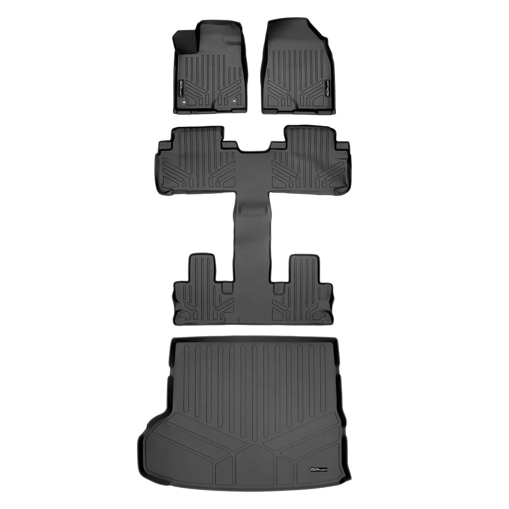 SMARTLINER SA0152/B0201/D0152 2 Row Floor Liners & Cargo Liner behind the 2nd Row Seats 2014-2019 Toyota Highlander With Second Row Bucket Seats Non-Hybrid Black