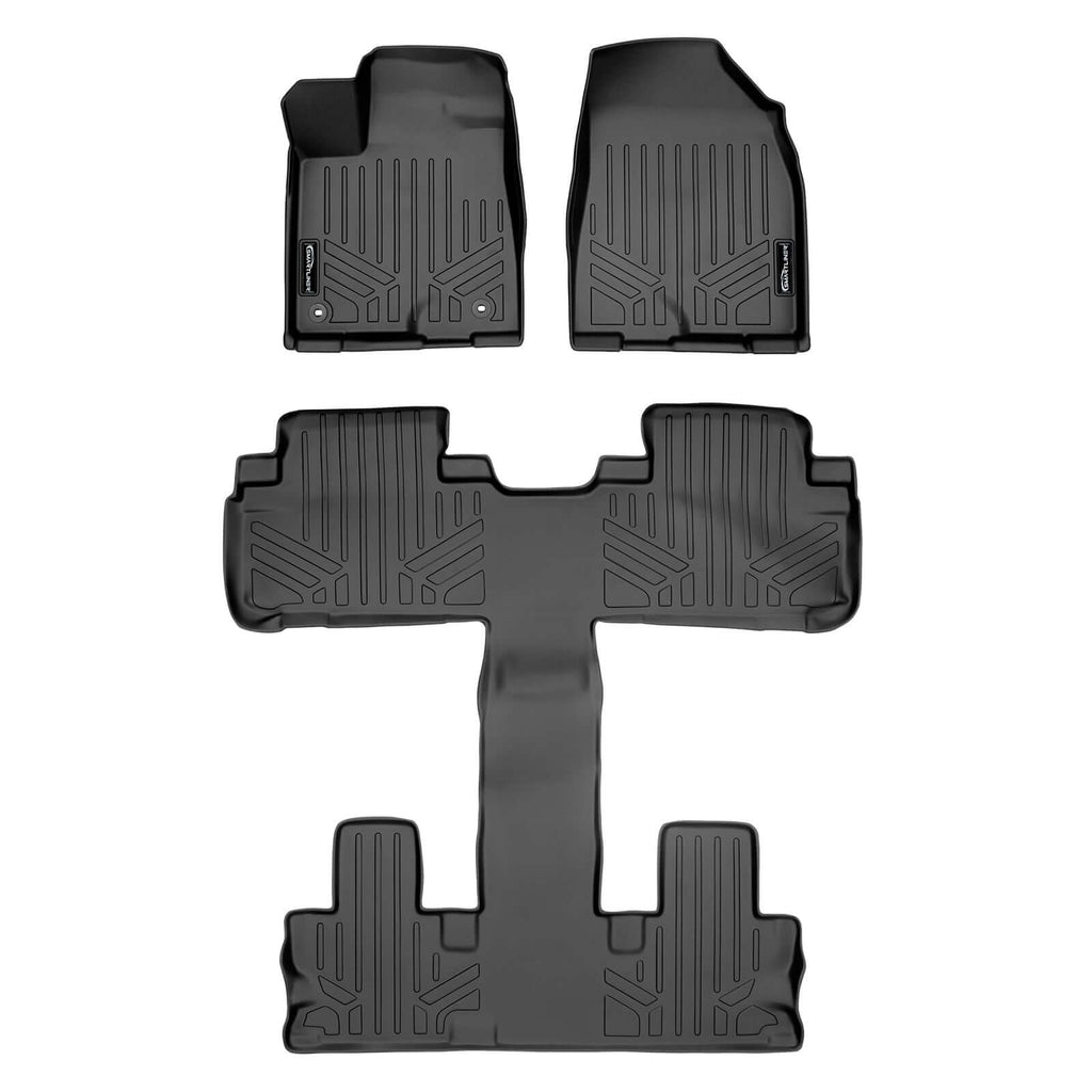 SMARTLINER SA0152/B0201 2 Row Floor Liners 2014-2019 Toyota Highlander With Second Row Bucket Seats Non-Hybrid Black