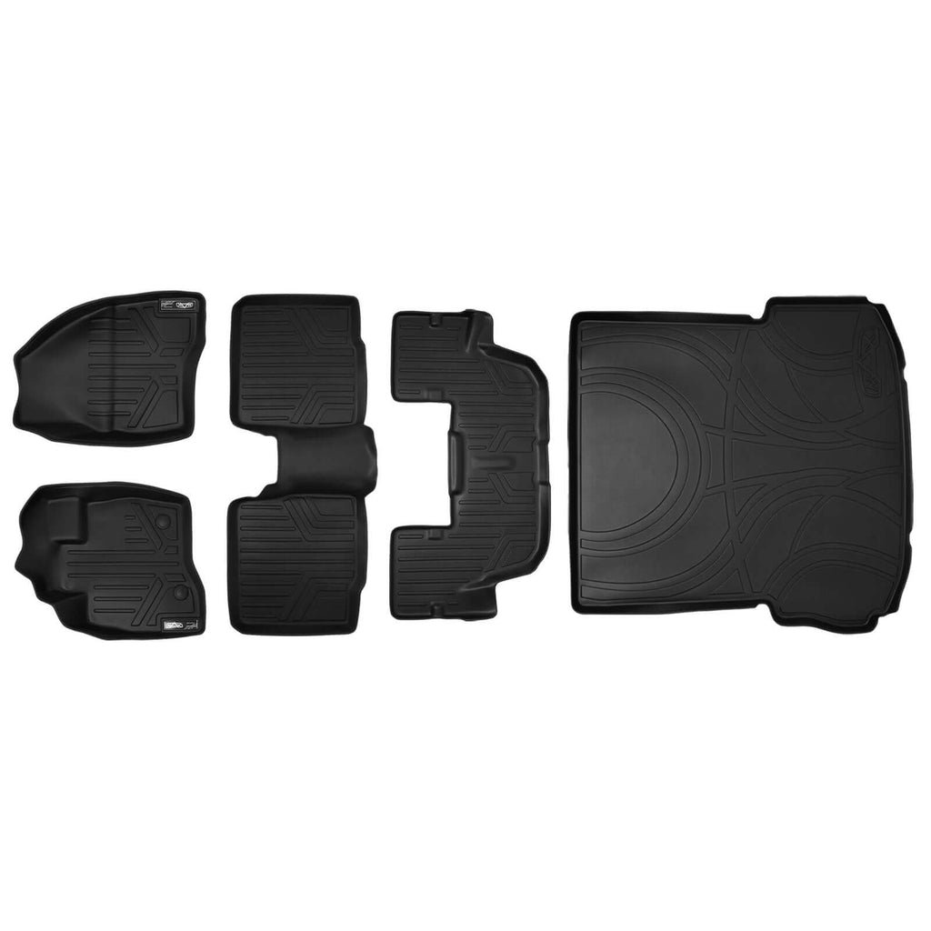 SMARTLINER SA0161/B0082/C0082/D0082 3 Row Floor Liners & Cargo Liner behind the 2nd Row Seats 2015-2016 Ford Explorer (Without Center Console on Second Row) Black
