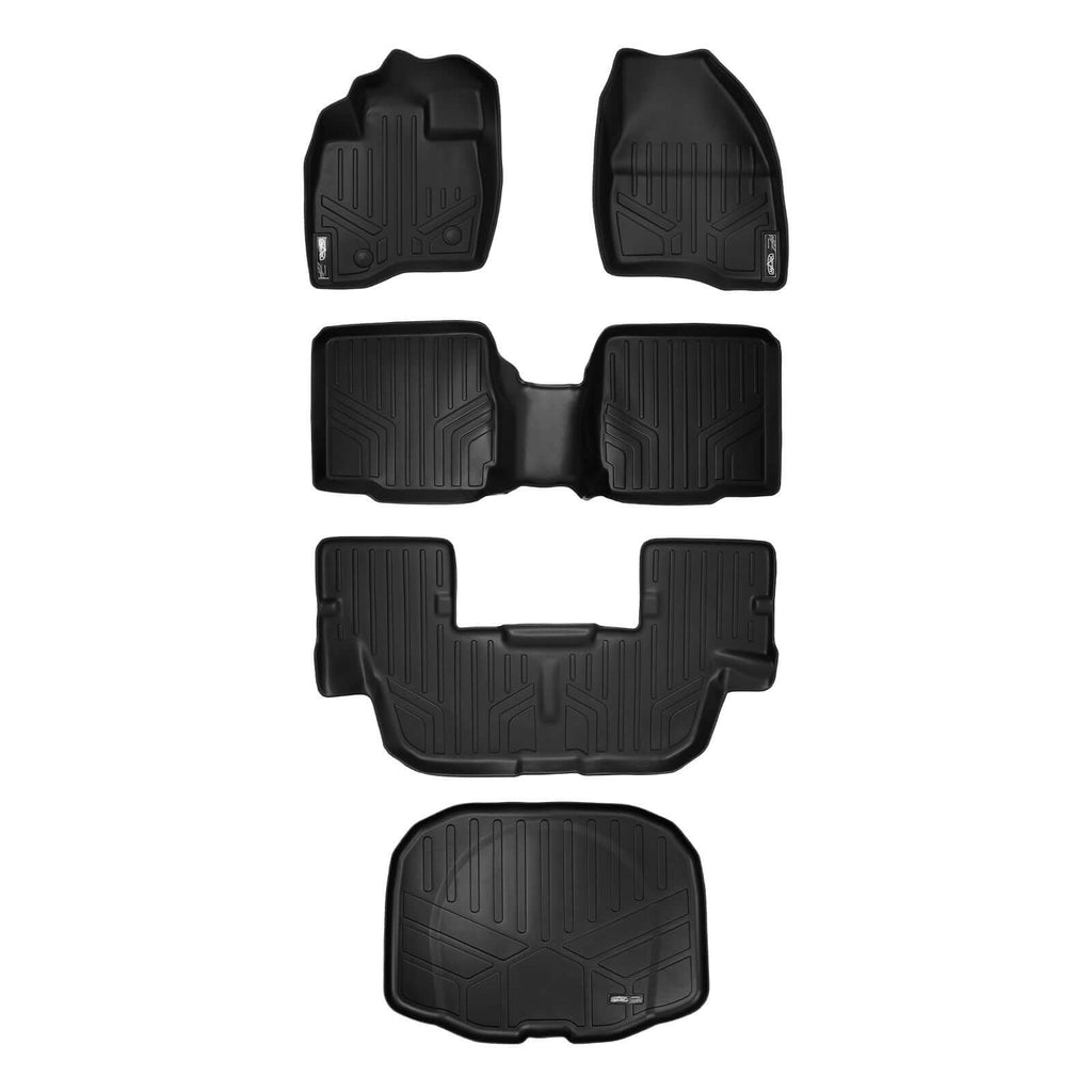 SMARTLINER SA0161/B0109/C0082/E0082 3 Row Floor Liners & Cargo Liner behind the 3rd Row Seats 2015-2016 Ford Explorer (With Center Console on Second Row) Black