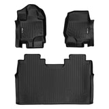 SMARTLINER Custom Fit Floor Mats 2 Row Liner Set Black Compatible With 2015-2022 Ford F-150 SuperCrew Cab with 1st Row Bench Seats