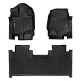 SMARTLINER Custom Fit Floor Mats 2 Row Liner Set Black Compatible With 2015-2022 Ford F-150 SuperCab with 1st Row Bench Seats