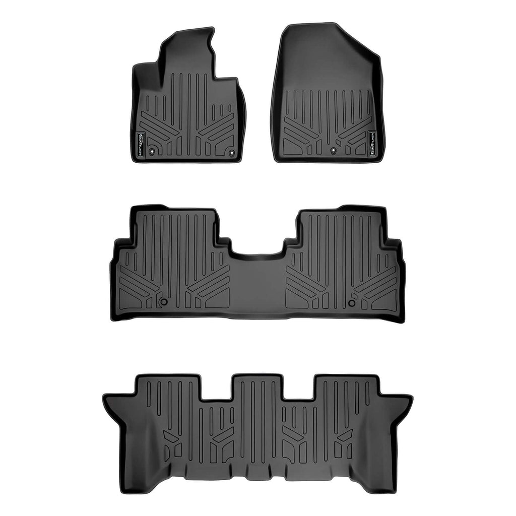SMARTLINER SA0191/B0191/C0191 3 Row Floor Liners  2016-2020 Kia Sorento 7 Passenger Black