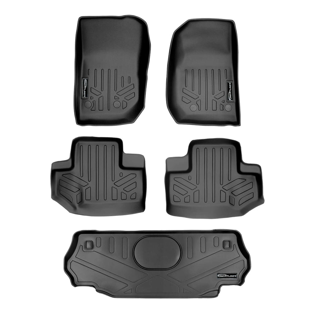 SMARTLINER SA0194/B0236/D0236 2 Row Floor Liners & Cargo Liner behind the 2nd Row Seats 2015-2018 Jeep Wrangler (Fits Only 2 Door Models) Black