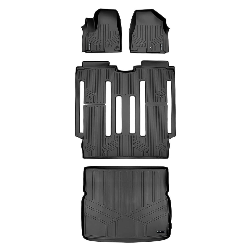 SMARTLINER SA0203/B0203/D0203 2 Row Floor Liners & Cargo Liner behind the 2nd Row Seats 2015-2021 Kia Sedona (8 Passenger Only) Black