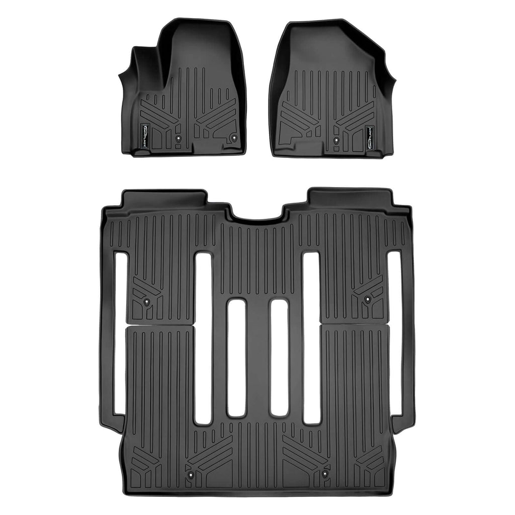SMARTLINER SA0203/B0203 2 Row Floor Liners 2015-2021 Kia Sedona (8 Passenger Only) Black
