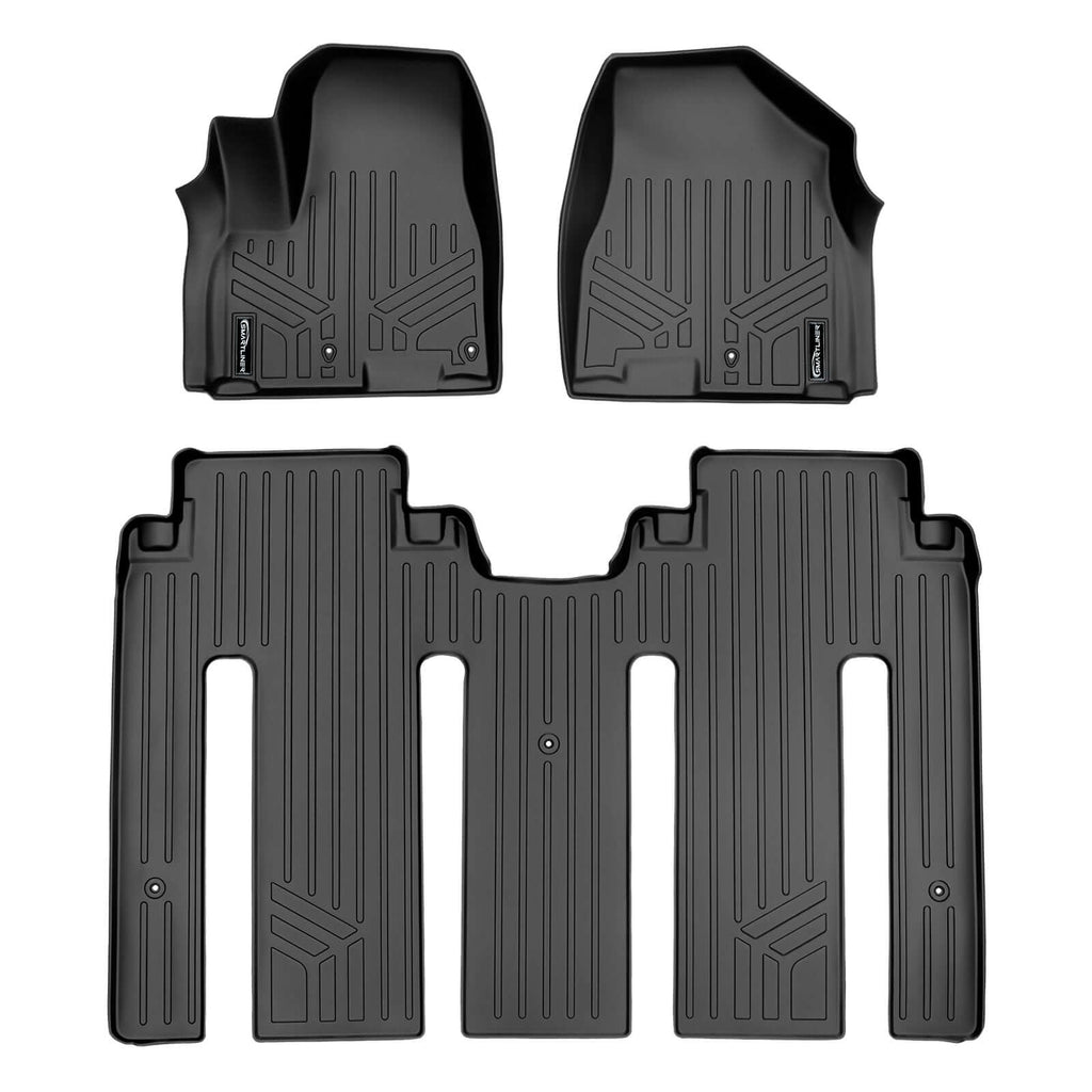 SMARTLINER SA0203/B0239 2 Row Floor Liners 2015-2021 Kia Sedona (7 Passenger with Second Row First Class Lounge Seats) Black