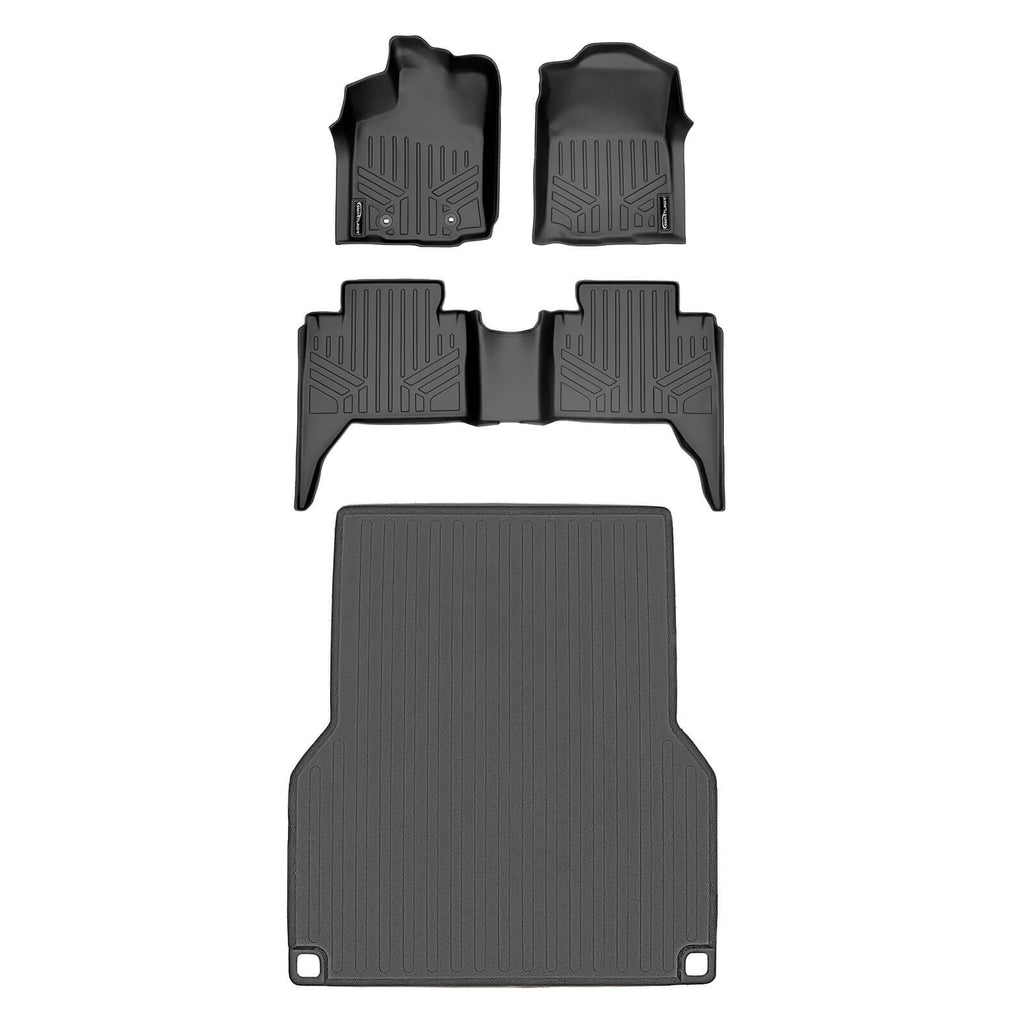 SMARTLINER SA0207/B0207/K0207 2 Row Floor Liners & Smart Coverage™ Truck Bed Liners 2016-2017 Toyota Tacoma Double Cab Black