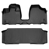SMARTLINER Floor Mats 2 Row Liner Set Black Compatible With 2008-2020 Grand Caravan / Chrysler Town & Country (with 2nd Row Bench Seat)