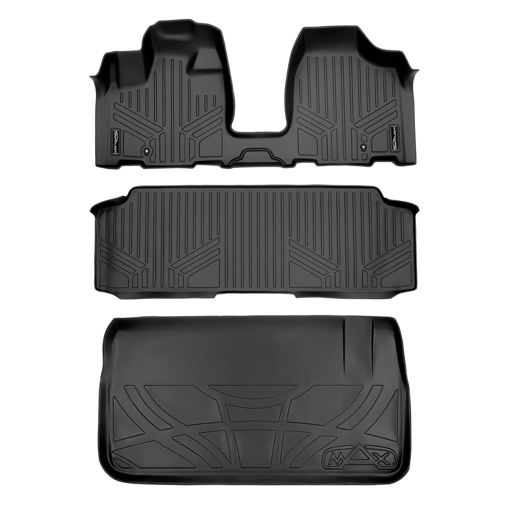 SMARTLINER SA0213/B0220/D0046 2 Row Floor Liners with 1st Row Over The Hump Coverage & Cargo Liner behind the 2nd Row Seats 2008-2020 Dodge Caravan (Only Fits Models With Bench Seats)2008-2016 Chrysler Town & Country (Only Fits Models With Bench Seats) Black