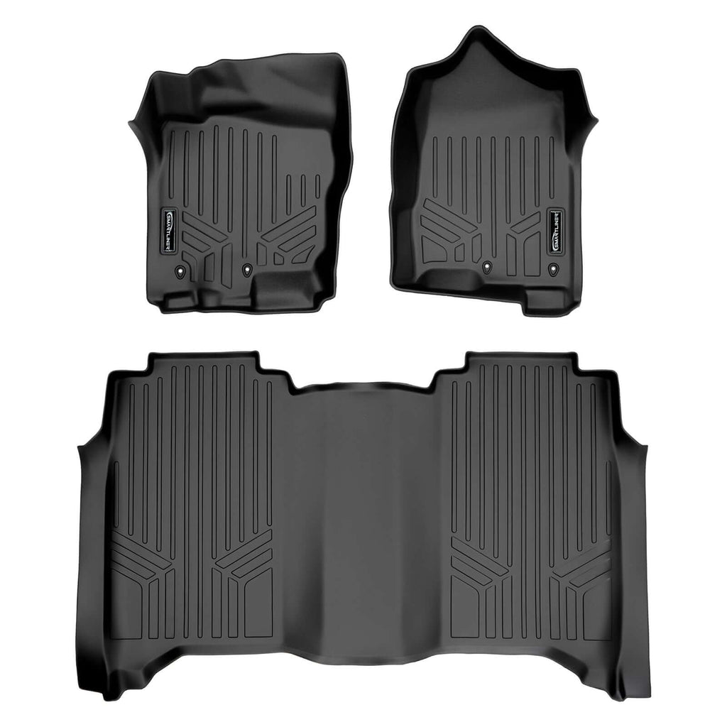 SMARTLINER SA0216/B0329 2 Row Floor Liners 2017-2022 Nissan Titan Crew Cab With Front Row Bench Seat2016-2022 Nissan Titan XD Crew Cab With Front Row Bench Seat Black