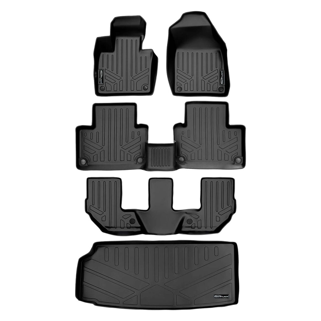 SMARTLINER SA0223/B0611/C0223/E0223 3 Row Floor Liners & Cargo Liner behind the 3rd Row Seats 2016-2023 Volvo XC90 (Only Fits Plug-in Hybrid Models) Black