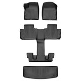 SMARTLINER Floor Mats 3 Rows and Cargo Liner Behind 3rd Row Set Black Compatible With 2017-2021 GMC Acadia with 2nd Row Bucket Seats