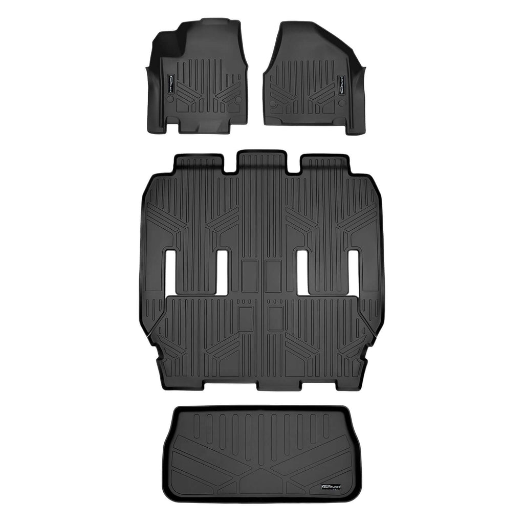 SMARTLINER SA0232/B0291/E0232 2 Row Floor Liners & Cargo Liner behind the 3rd Row Seats 2017-2024 Chrysler Pacifica2020 Chrysler Voyager Black