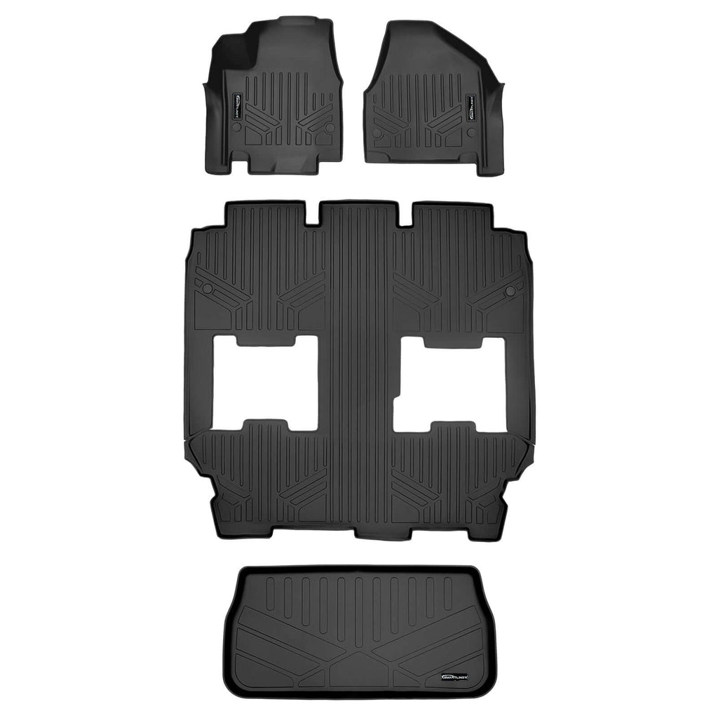 SMARTLINER SA0232/B0349/E0232 2 Row Floor Liners & Cargo Liner behind the 3rd Row Seats 2017-2024 Chrysler Pacifica Black