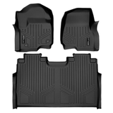 SMARTLINER Custom Fit Black 2 Row Floor Liner Set Compatible With 2017-2024 Ford F-250|F-350 Super Crew Cab with 1st Row Bucket Seats with no 2nd Row Under Seat Storage