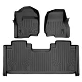 SMARTLINER Floor Mats 2 Row Liner Set Black Compatible With 2017-2022 Ford F-250/F-350 Super Duty SuperCab with 1st Row Bucket Seats