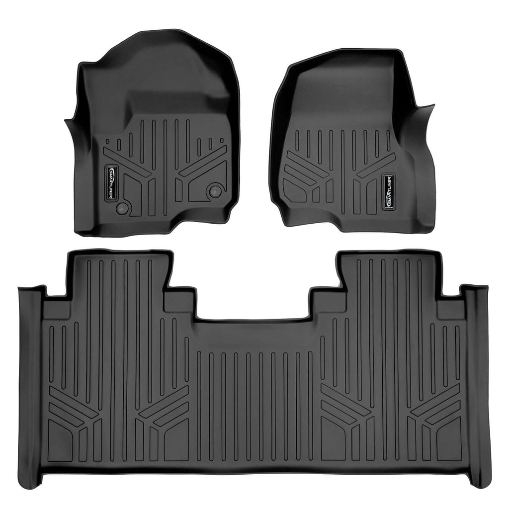 SMARTLINER SA0246/B0199-P 2 Row Floor Liners 2017-2022 Ford F-250 Super Duty SuperCab With Front Bench Seats2017-2022 Ford F-350 Super Duty SuperCab With Front Bench Seats Black