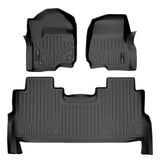 SMARTLINER Floor Mats 2 Row Liner Set Black Compatible With 2017-2022 Ford F-250/F-350 Super Duty Crew Cab with 1st Row Bucket Seats