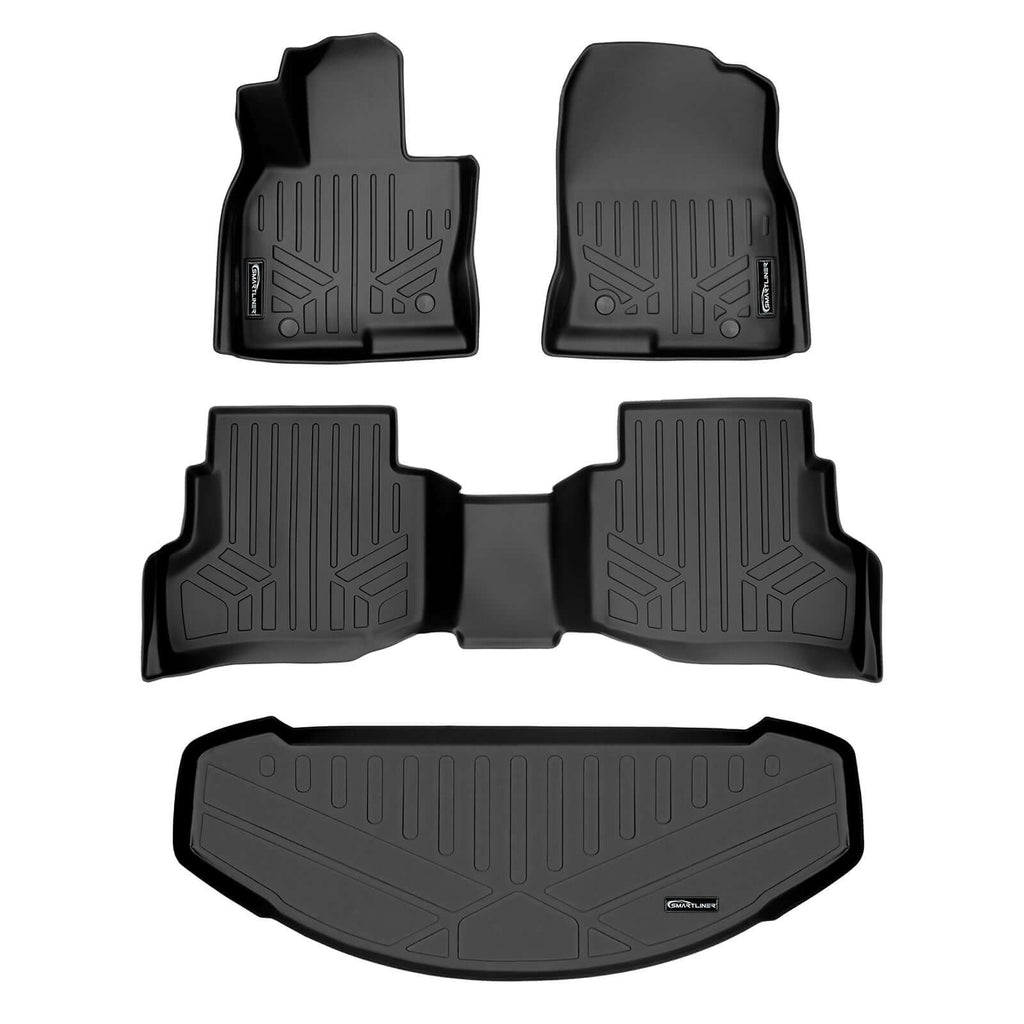 SMARTLINER SA0257/B0257/E0257 2 Row Floor Liners & Cargo Liner behind the 3rd Row Seats 2016-2023 Mazda CX-9 Black