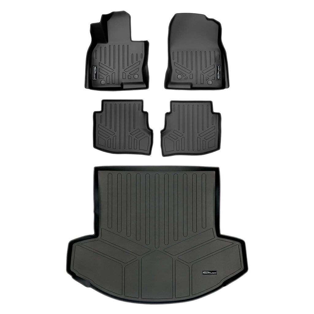 SMARTLINER SA0257/B0523/D0257 2 Row Floor Liners & Cargo Liner behind the 2nd Row Seats 2016-2023 Mazda CX-9 Black