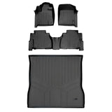 SMARTLINER Custom Floor Mats (2 Rows) and Cargo Liner Behind 2nd Row Set Black Compatible With 2008-2011 Toyota Sequoia with Bench Seat