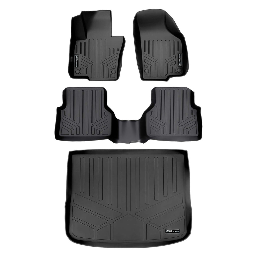SMARTLINER SA0280/B0280/D0280-N1 2 Row Floor Liners & Cargo Liner behind the 2nd Row Seats 2017-2018 Volkswagen Tiguan Limited Black