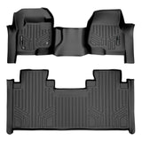 SMARTLINER Custom Floor Mats 2 Row Liner Set Black Compatible With 2017-2024 Ford F-250/F-350 Super Duty SuperCab with 1st Row Bench Seat