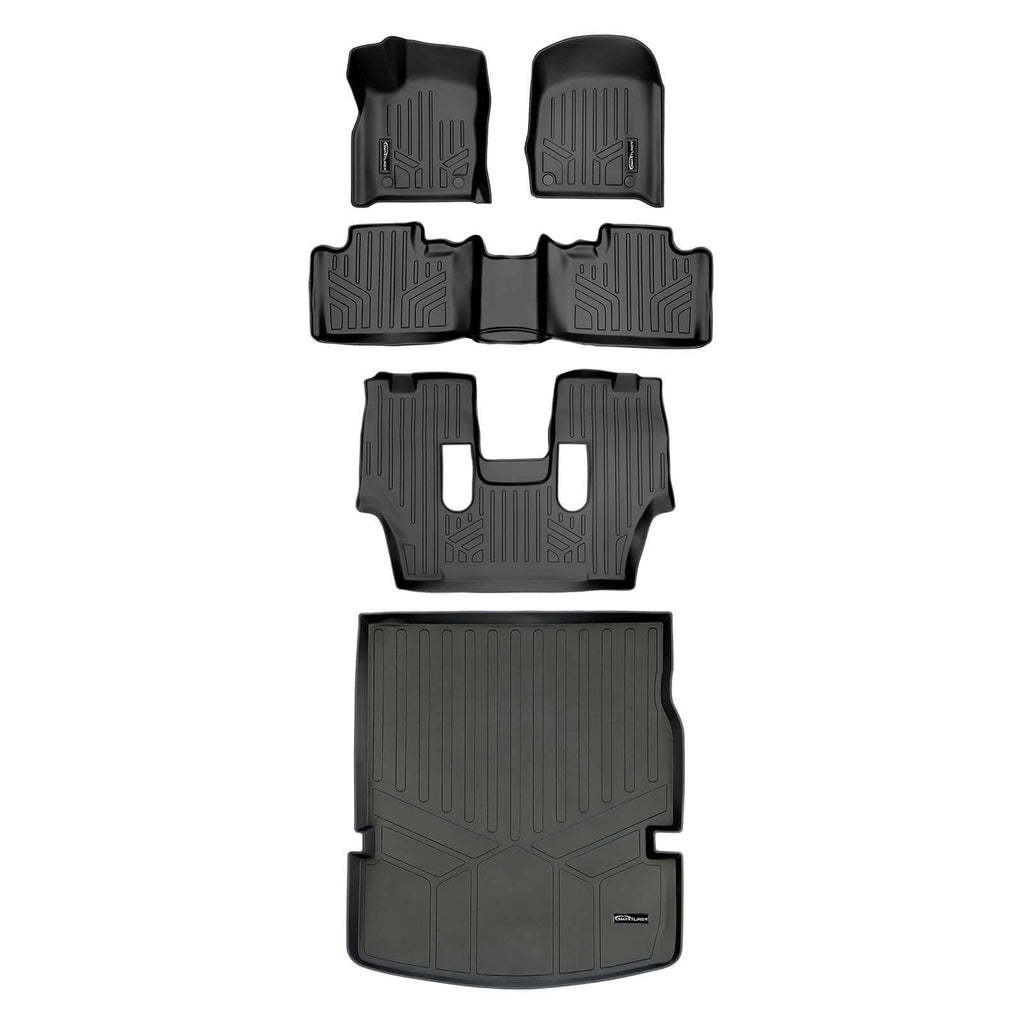 SMARTLINER SA0315/B0071/C0233/D0113 3 Row Floor Liners & Cargo Liner behind the 2nd Row Seats 2016-2022 Dodge Durango (With Bucket Seats on Second Row)<br > Black