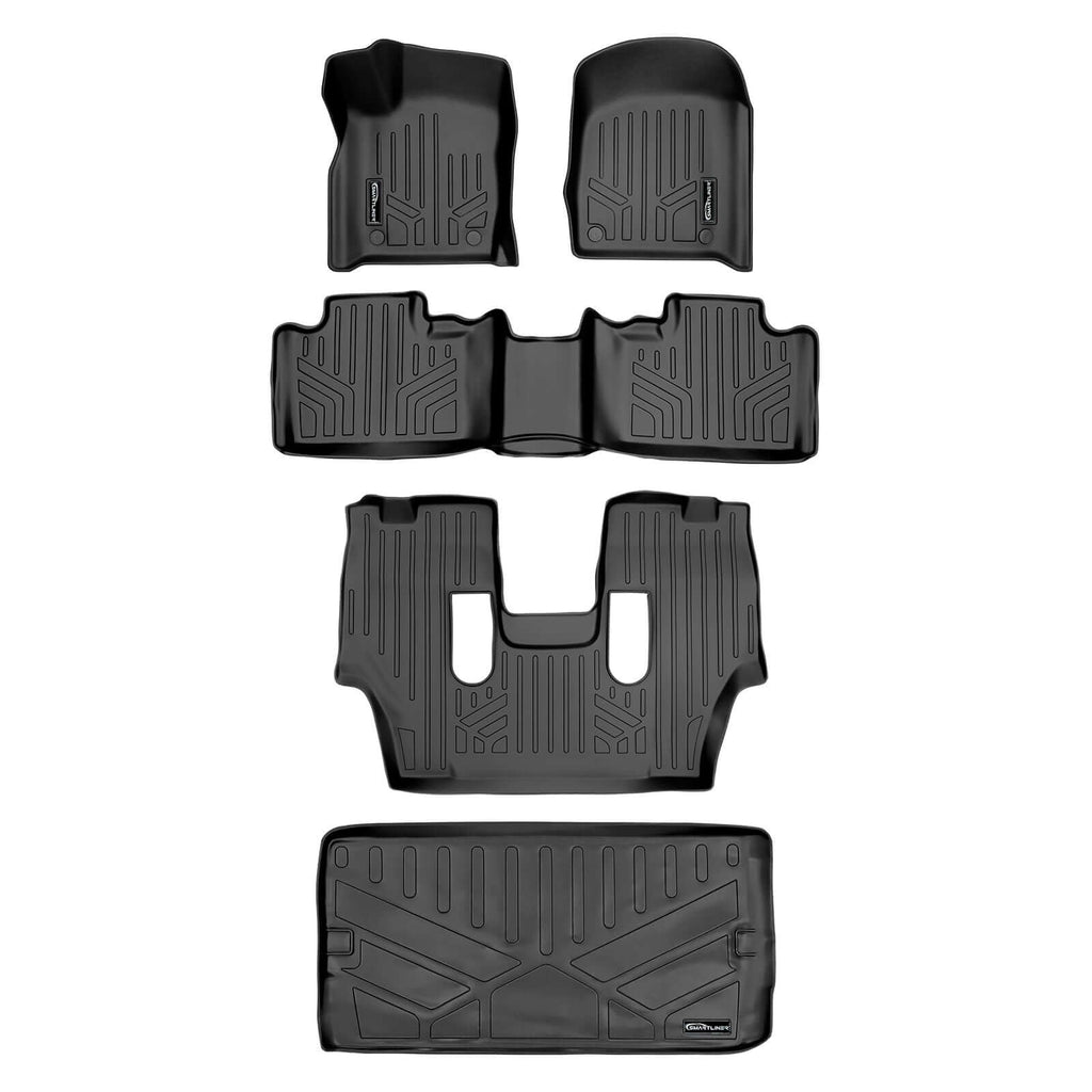 SMARTLINER SA0315/B0071/C0233/E0113 3 Row Floor Liners & Cargo Liner behind the 3rd Row Seats 2016-2022 Dodge Durango (With Bucket Seats on Second Row)<br > Black