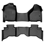 SMARTLINER Floor Mats 2 Row Liner Set Black Compatible With 2012-2022 RAM 1500 Quad Cab with 1st Row Bench Seat and Dual Floor Hooks