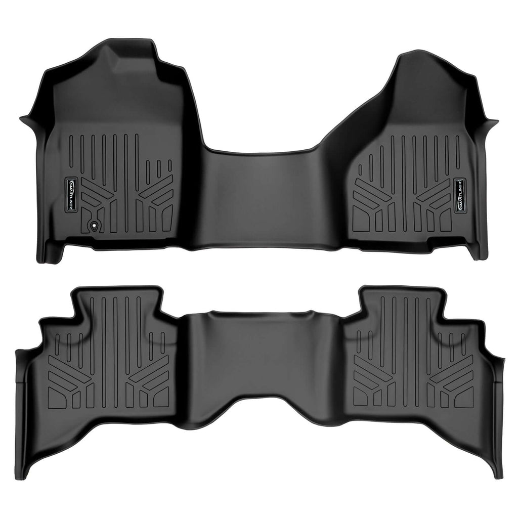 SMARTLINER SA0320/B0048 2 Row Floor Liners with 1st Row Over The Hump Coverage 2009-2012 Dodge Ram 1500 Quad Cab Only Black