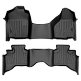 SMARTLINER Floor Mats 2 Row Liner Set Black Compatible With 2009-12 Dodge Ram 1500 Quad Cab with 1st Row Bench Seat and Single Floor Hook