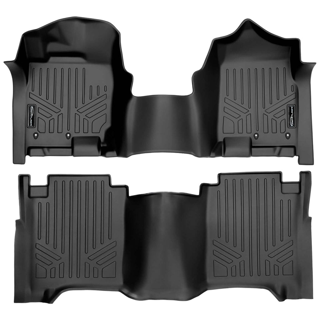 SMARTLINER SA0329/B0639 2 Row Floor Liners with 1st Row Over The Hump Coverage 2017-2022 Nissan Titan King Cab 2016-2022 Nissan Titan XD King Cab Black
