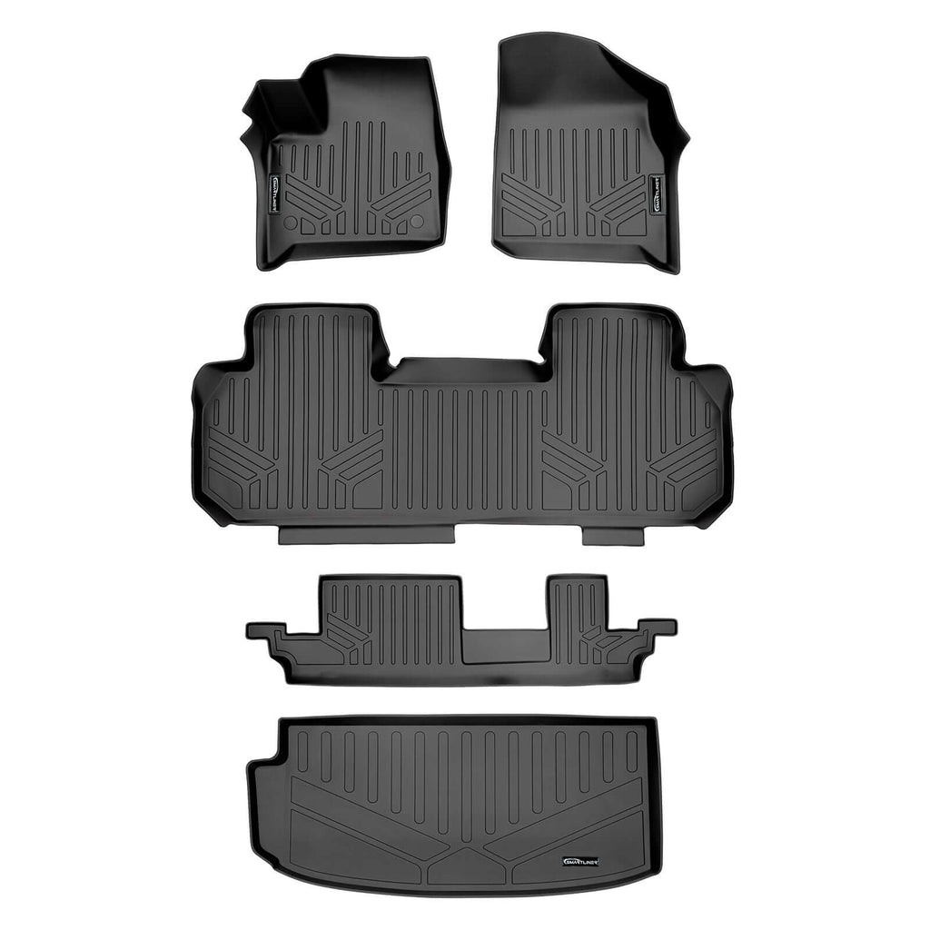 SMARTLINER SA0343/B0343/C0343/E0343 3 Row Floor Liners & Cargo Liner behind the 3rd Row Seats 2018-2022 Chevrolet Traverse Black