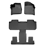 SMARTLINER Custom Fit Floor Mats 3 Row Liner Set Black Compatible With 2018-2022 Chevrolet Traverse with 2nd Row Bucket Seats