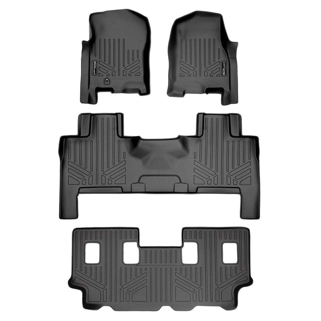 SMARTLINER SA0346/B0183/C0185 3 Row Floor Liners  2007-2010 Ford Expedition (Fits Only With Bench Seat Or With Console On The Second Row)2007-2010 Lincoln Navigator (Fits Only With Bench Seat Or With Console On The Second Row) Black