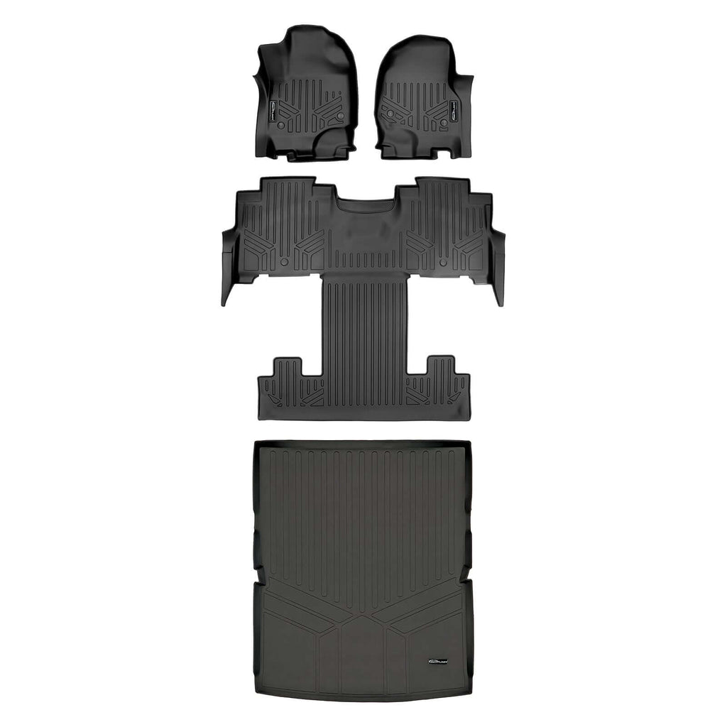 SMARTLINER SA0350/B0350/D0351 2 Row Floor Liners & Cargo Liner behind the 2nd Row Seats 2018-2022 Ford Expedition Max2018-2022 Lincoln Navigator L Black