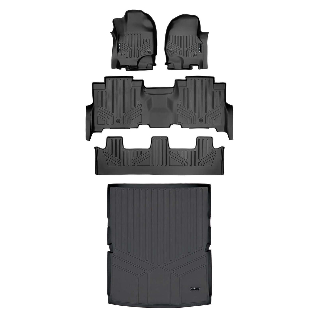 SMARTLINER SA0350/B0351/C0351/D0351 3 Row Floor Liners & Cargo Liner behind the 2nd Row Seats 2018-2022 Ford Expedition Max2018-2022 Lincoln Navigator L Black