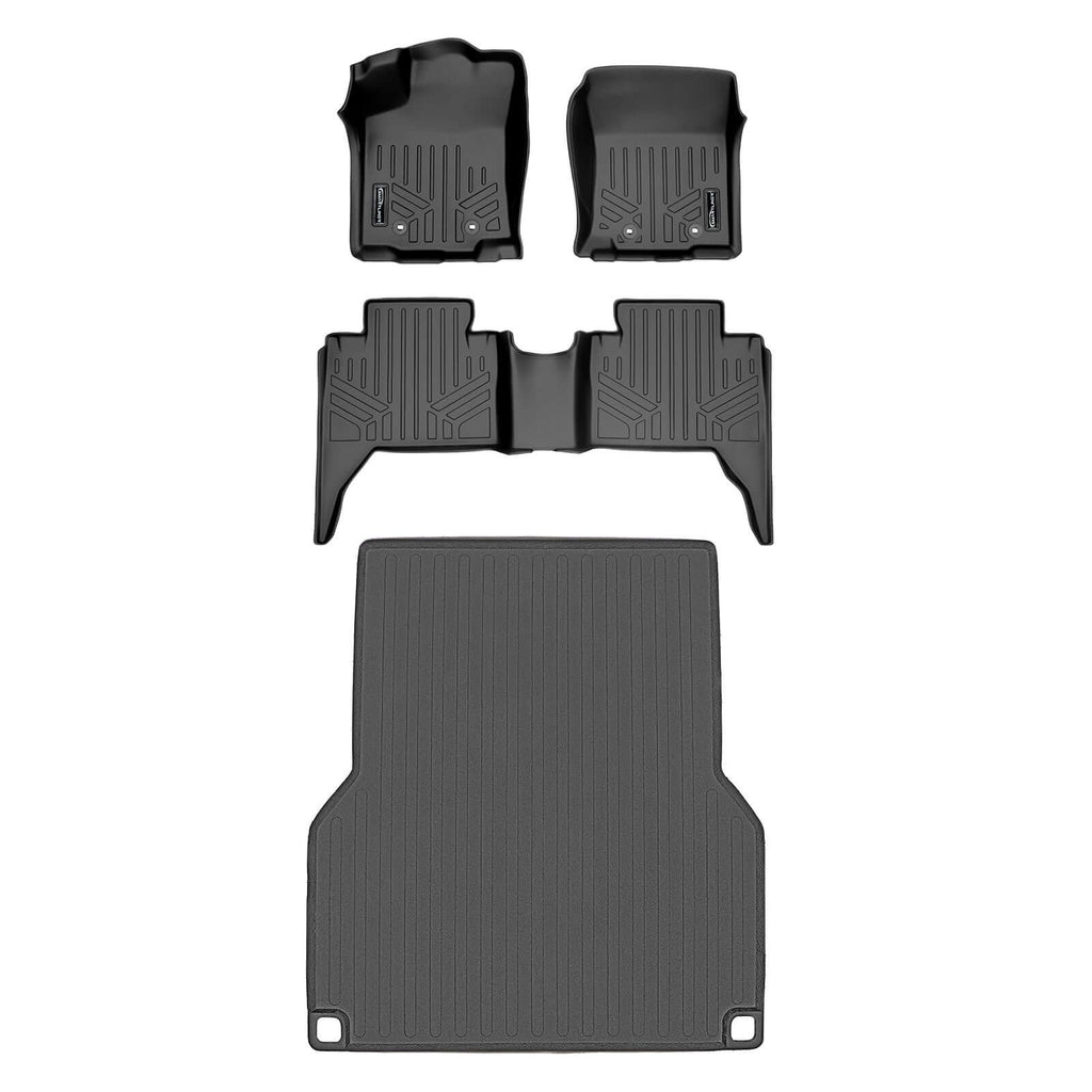 SMARTLINER SA0354/B0207/K0207 2 Row Floor Liners & Smart Coverage™ Truck Bed Liners 2018-2021 Toyota Tacoma Double Cab Black