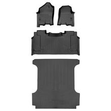 Load image into Gallery viewer, SMARTLINER SA0373/B0374/J0369 2 Row Floor Liners with 1st Row Over The Hump Coverage &amp; Rubber Truck Bed Mats 2019-2024 Dodge Ram 1500  Black