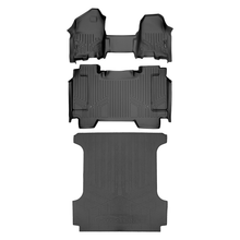 Load image into Gallery viewer, SMARTLINER SA0373/B0369/J0369 2 Row Floor Liners with 1st Row Over The Hump Coverage &amp; Rubber Truck Bed Mats 2019-2024 Dodge Ram 1500  Black