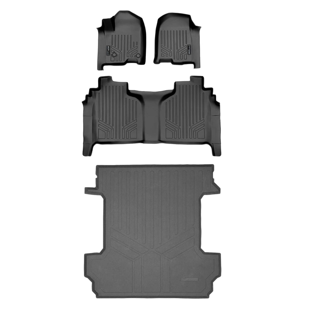 SMARTLINER SA0400/B0400/K0400 2 Row Floor Liners and Smart Coverage™ Truck Bed Liners 2019-2021 Chevrolet Silverado 1500 Crew Cab2019-2021 GMC Sierra 1500 Crew Cab Black