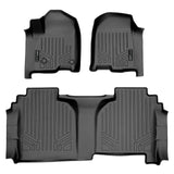 SMARTLINER Custom Floor Mats 2 Row Liner Set Black Compatible With 19-21 Silverado/Sierra 1500 Double Cab without Rear Underseat Toolbox