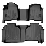 SMARTLINER Custom Fit Floor Mats 2 Row Liner Set Black Compatible With 2019-2021 Silverado/Sierra 1500 Double Cab with 1st Row Bench Seat
