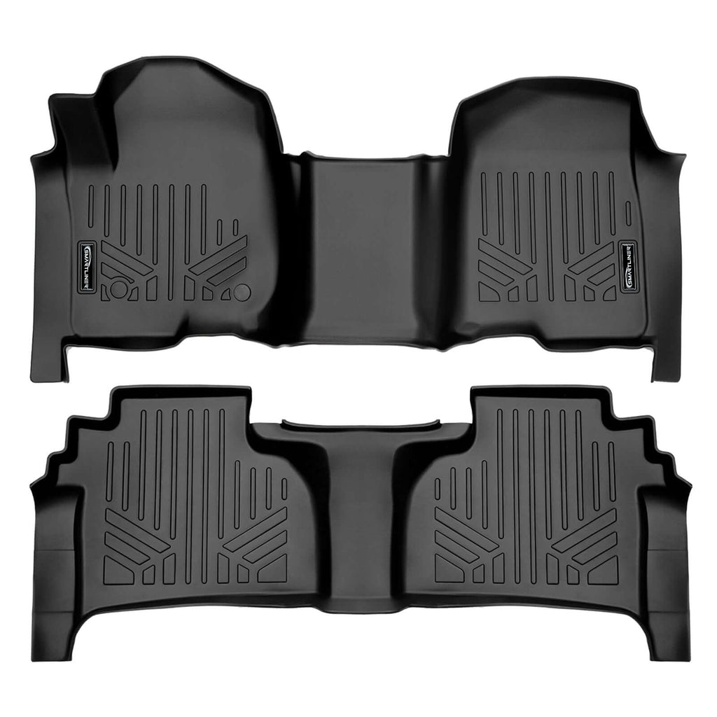 SMARTLINER SA0401/B0649 2 Row Floor Liners with 1st Row Over The Hump Coverage 2019-2023 Chevrolet Silverado 1500 Crew Cab2019-2023 Chevrolet Silverado 2500 Crew Cab2019-2023 Chevrolet Silverado 3500 Crew Cab Black